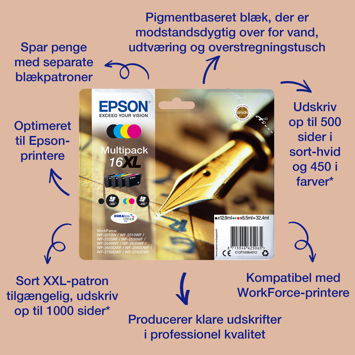 Epson Pen and crossword Singlepack Cyan 16XL DURABrite Ultra