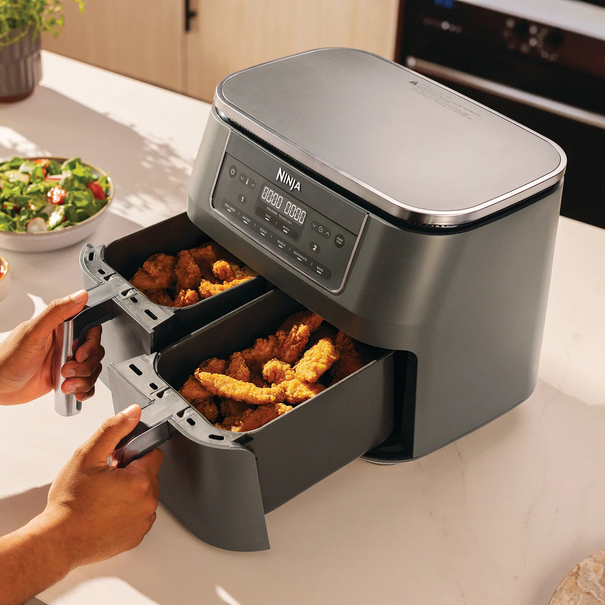 Ninja DZ300EU Dobbelt varmluftssteger 2.4kW Metalgrå