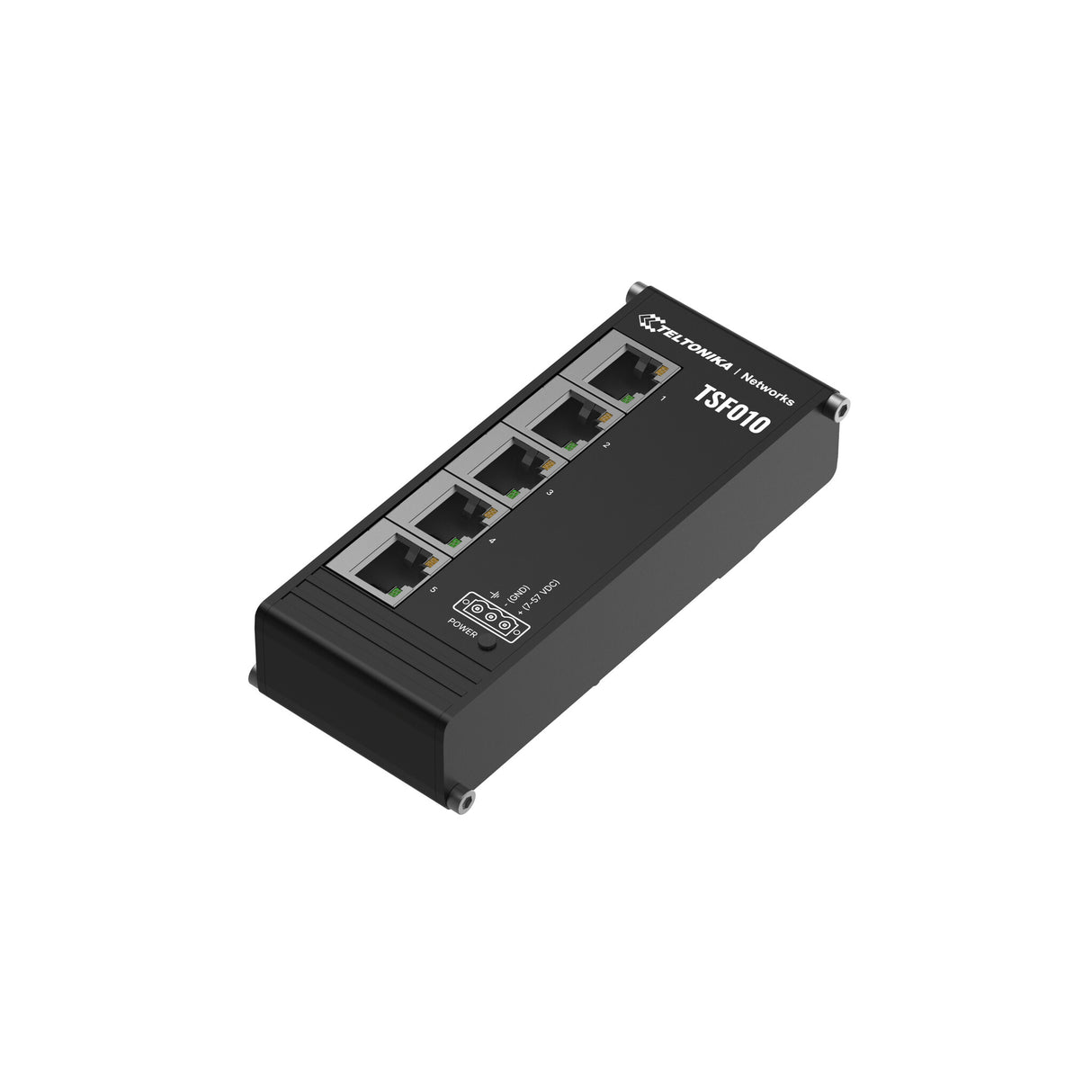 Teltonika NETWORKS TSF010 Flat Ethernet Switch Ikke administreret Fast Ethernet (10/100) DIN rail Sort