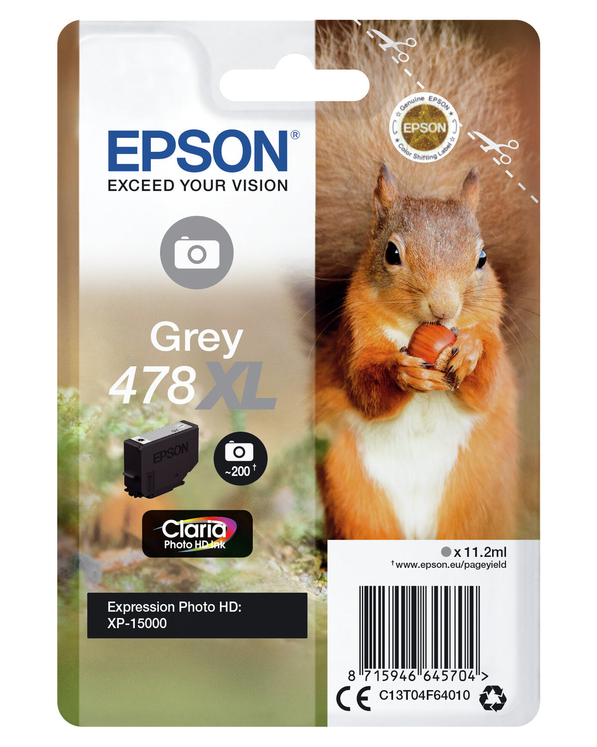 Epson Squirrel 478XL egern Claria Photo HD enkeltpakke gråt blæk