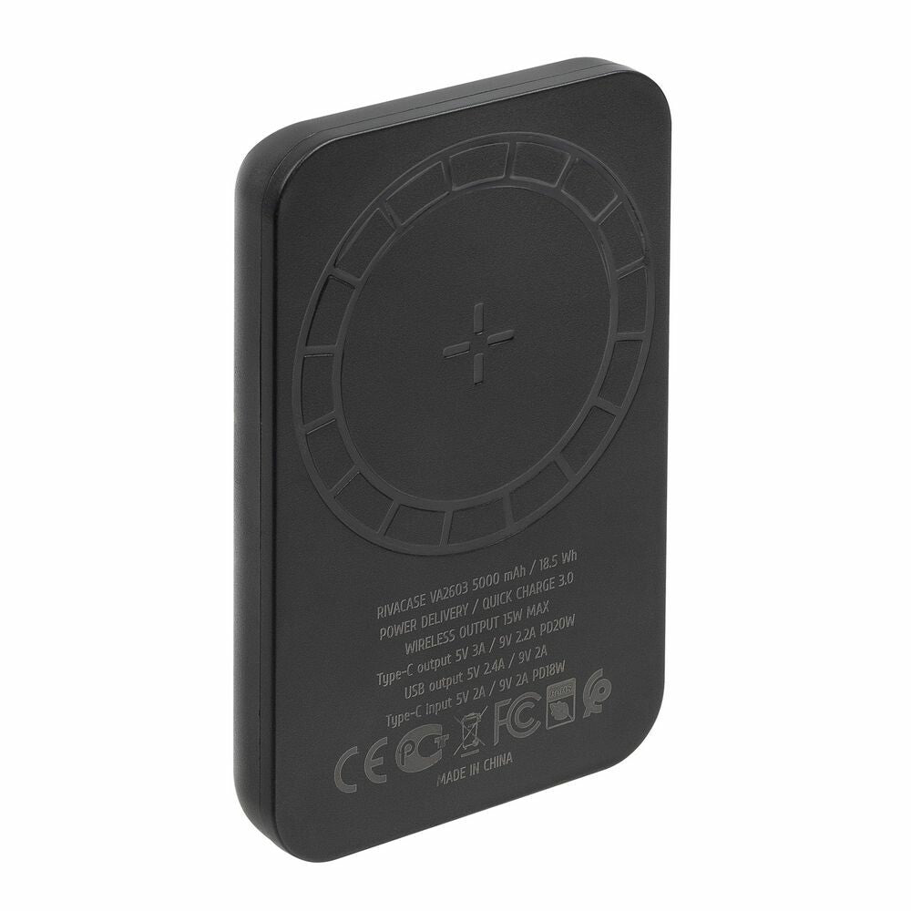 Rivacase VA2603 powerbank Lithium polymer (LiPo) 5000 mAh Trådløs opladning Sort