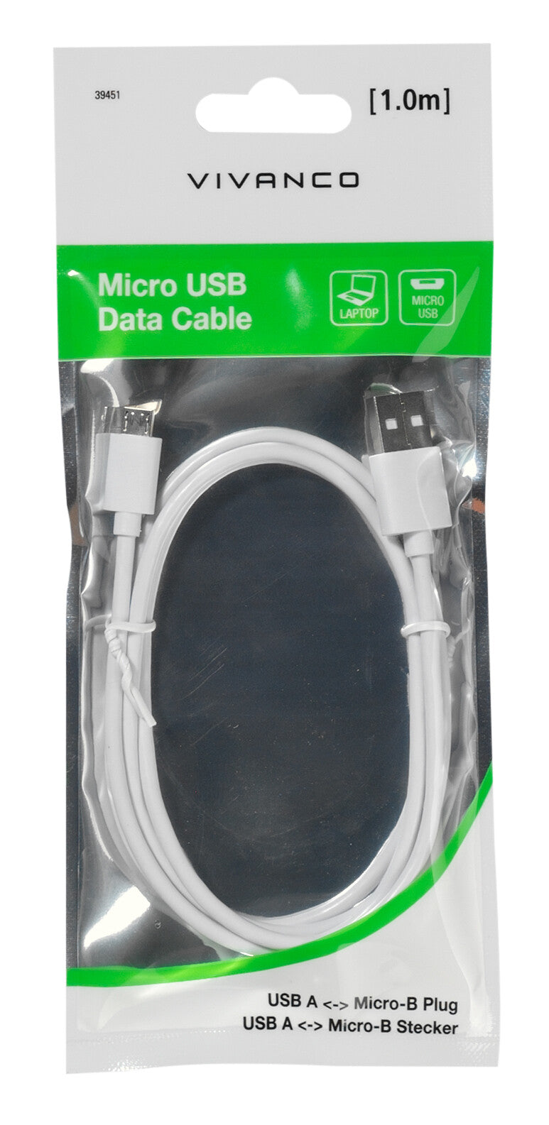 Vivanco PBMUSBVVW USB-kabel USB 2.0 1 m USB A Micro-USB B Hvid