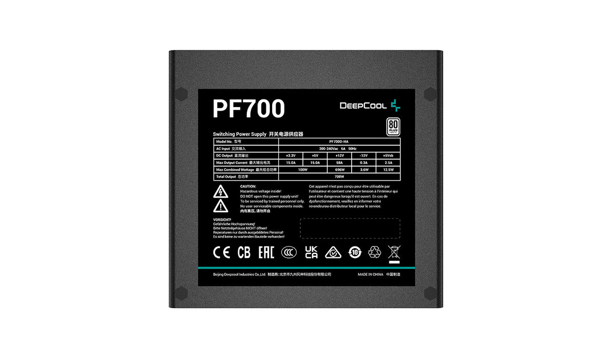 DeepCool PF700 enhed til strømforsyning 700 W 20+4 pin ATX ATX Sort