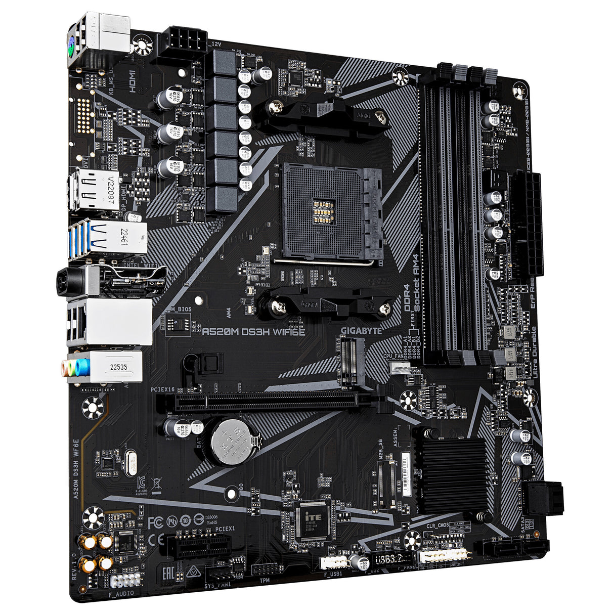 GIGABYTE A520M DS3H WIFI6E AMD A520 Stik AM4 micro ATX
