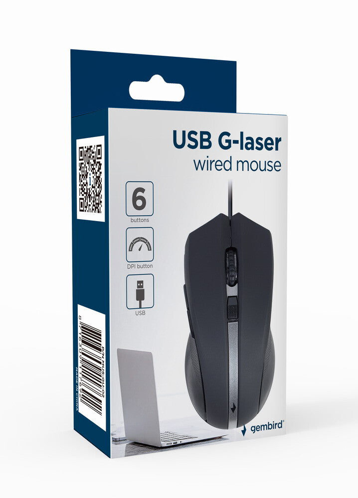 Gembird -GU-02 mus Ambidextrous USB Type-A Laser 2400 dpi