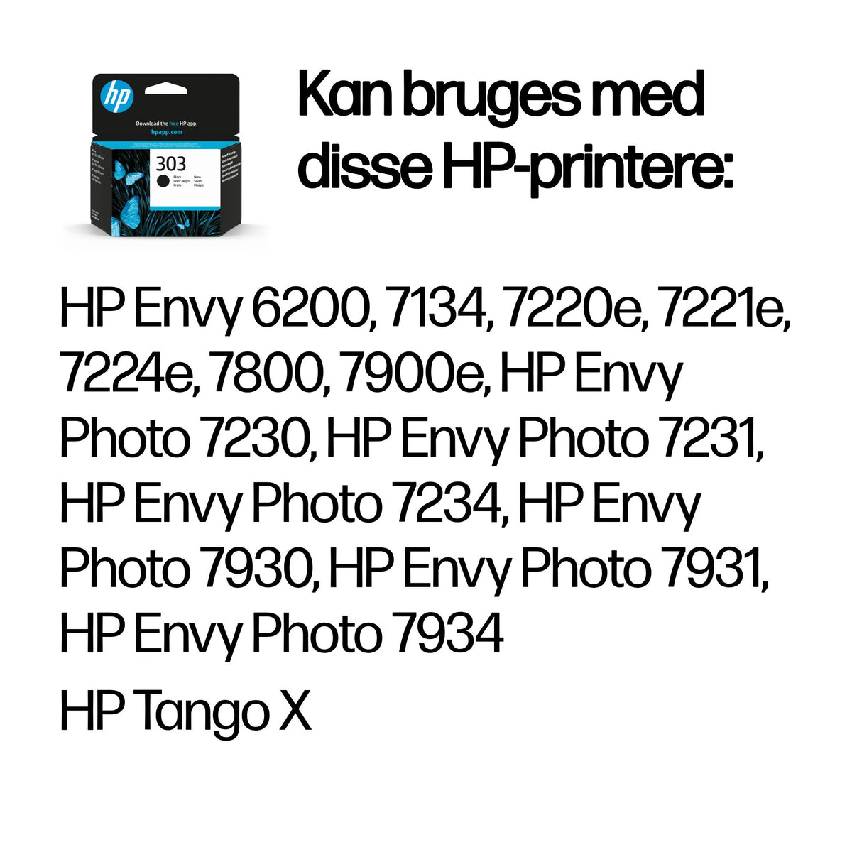 HP 303 Black Original Sort 200 sider Blæk