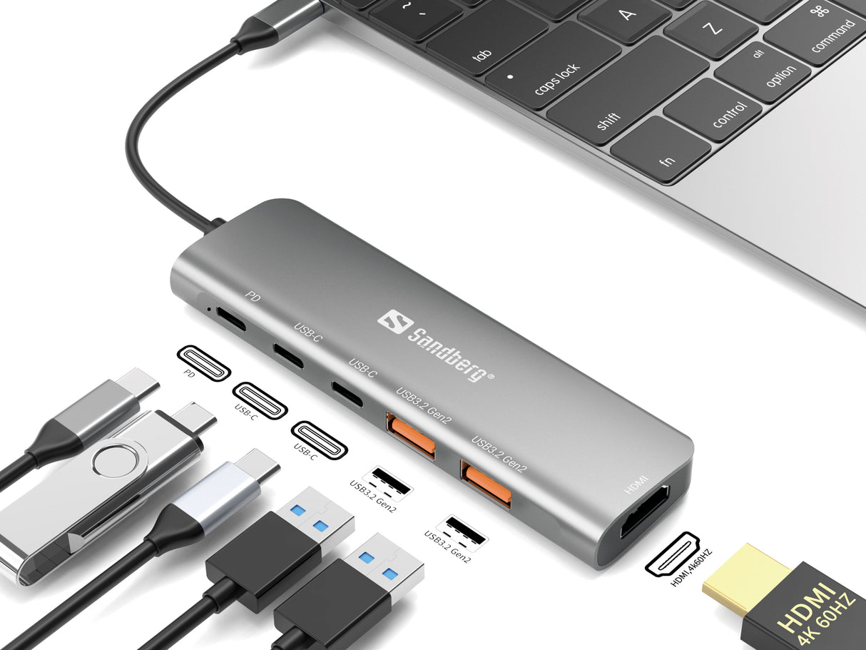 SANDBERG USB-C Dock HDMI + 2xUSB-A + 2xUSB-C + PD100W