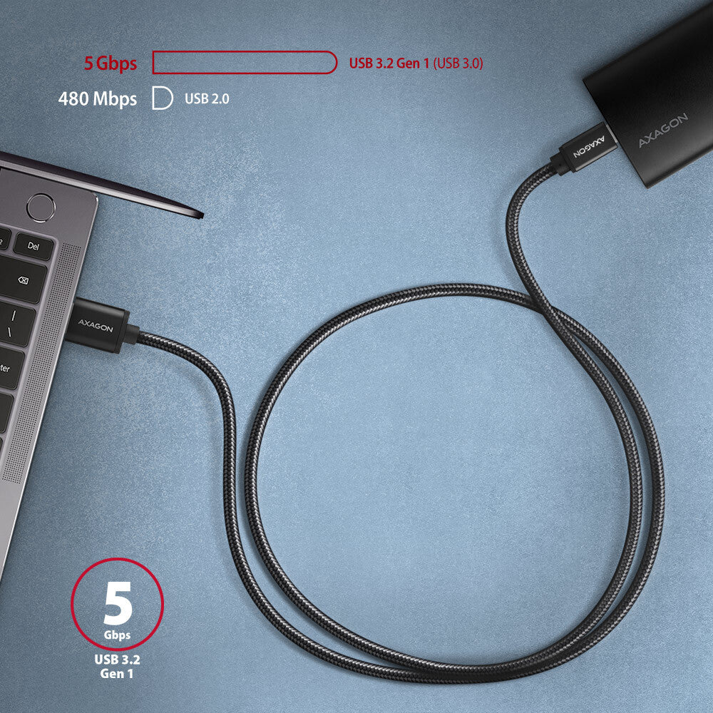 Axagon BUCM3-AM15AB USB-kabel USB 3.2 Gen 1 (3.1 Gen 1) 1,5 m USB C USB A 5 Gbit/sek. Sort