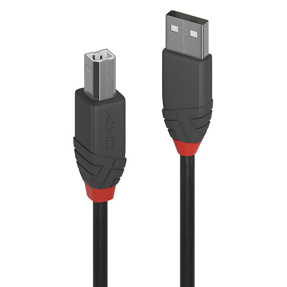 Lindy 36677 USB-kabel USB 2.0 10 m USB A USB B 0,48 Gbit/sek. Sort, Grå, Rød
