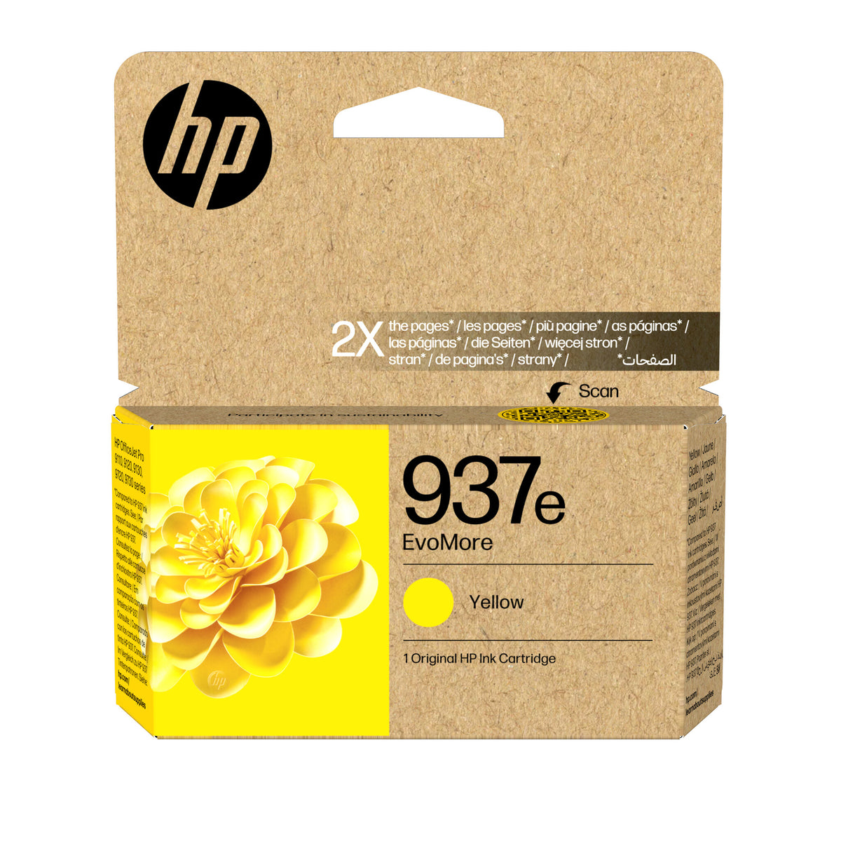 HP 937e EvoMore Gul 1650 sider Blæk