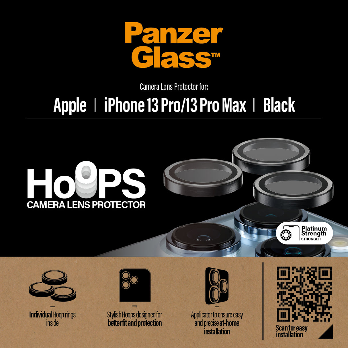 PanzerGlass Hoops Rings for iPhone 13 Pro/13 Pro Max Black