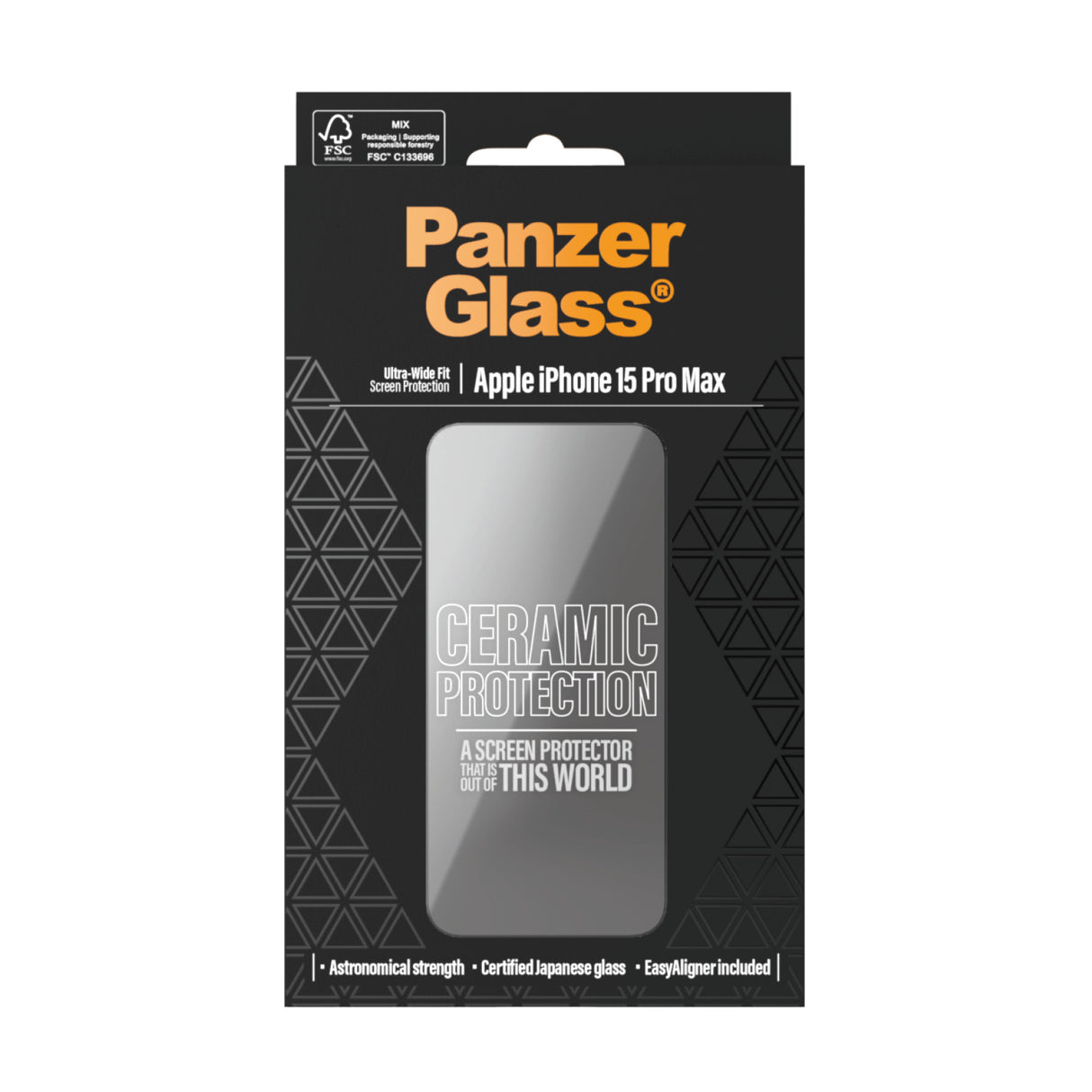 PanzerGlass ® Ceramic Protection for iPhone 15 Pro Max | Ultra-Wide Fit m. EasyAligner
