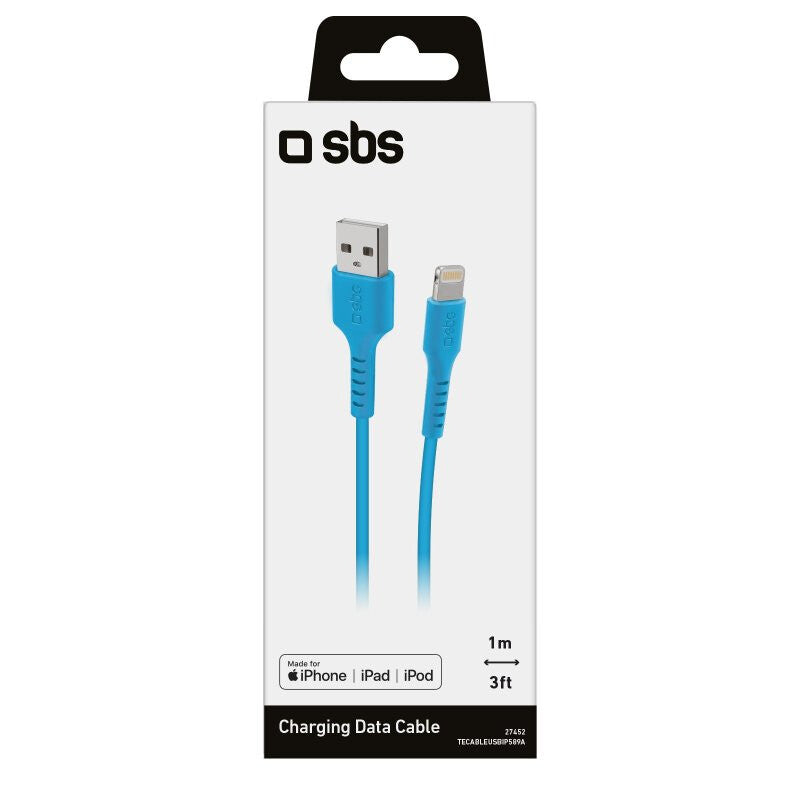 SBS TECABLEUSBIP589A Lightning kabel 1 m Blå