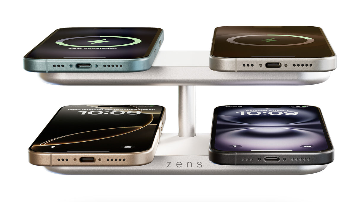ZENS ZEQC01W/00 oplader til mobil enhed Hovedtelefoner, Smartphone, SmartWatch Hvid Vekselstrøm Trådløs opladning Hurtig opladning Indendørs