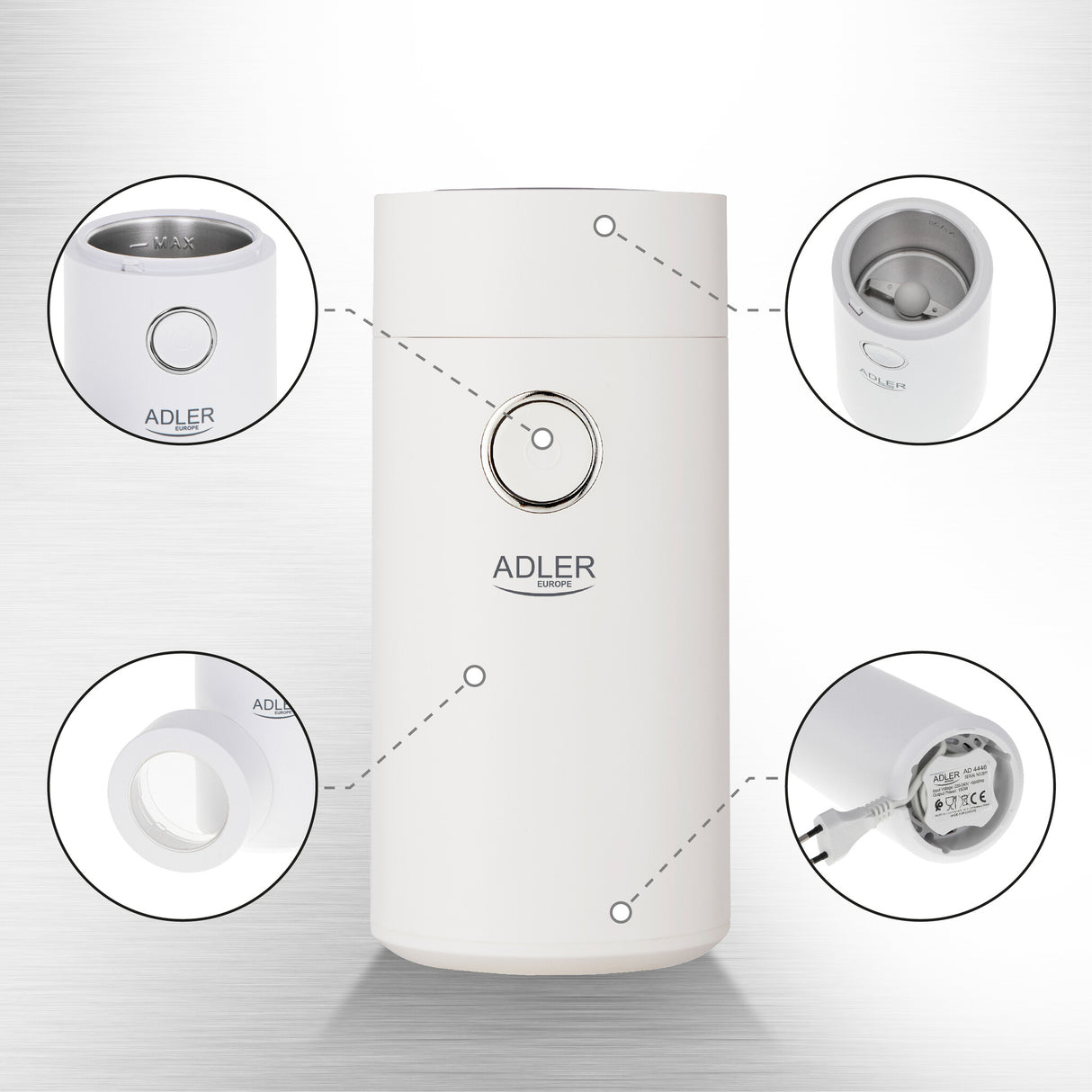 Adler AD 4446WS kaffemølle 150 W Hvid