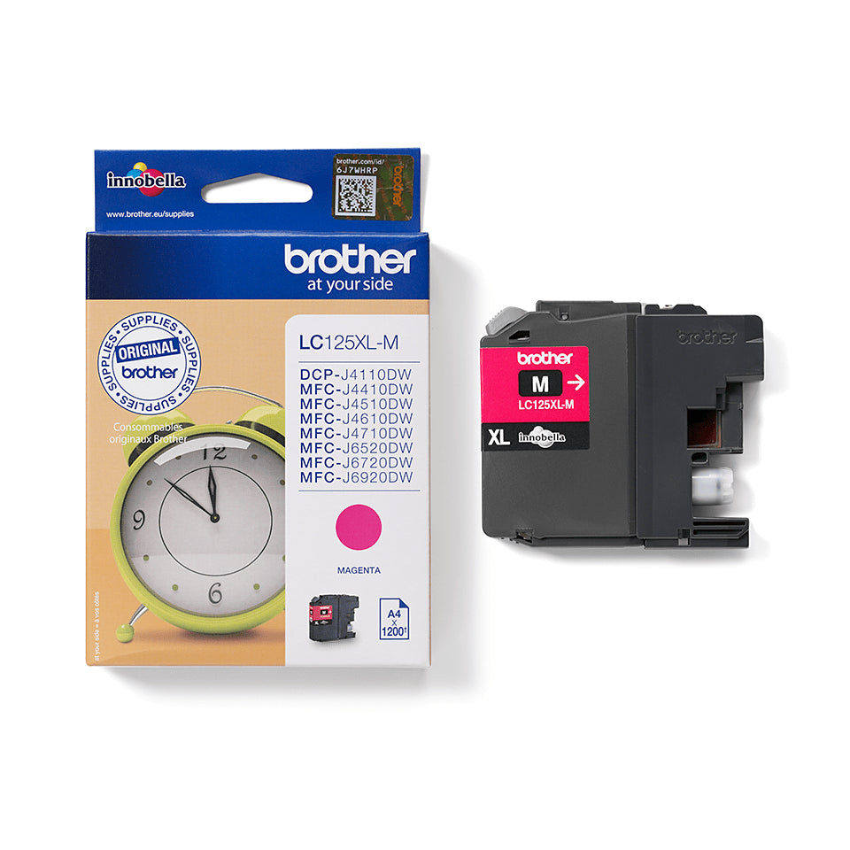 Brother LC 125XLM Magenta 1200 sider Blæk