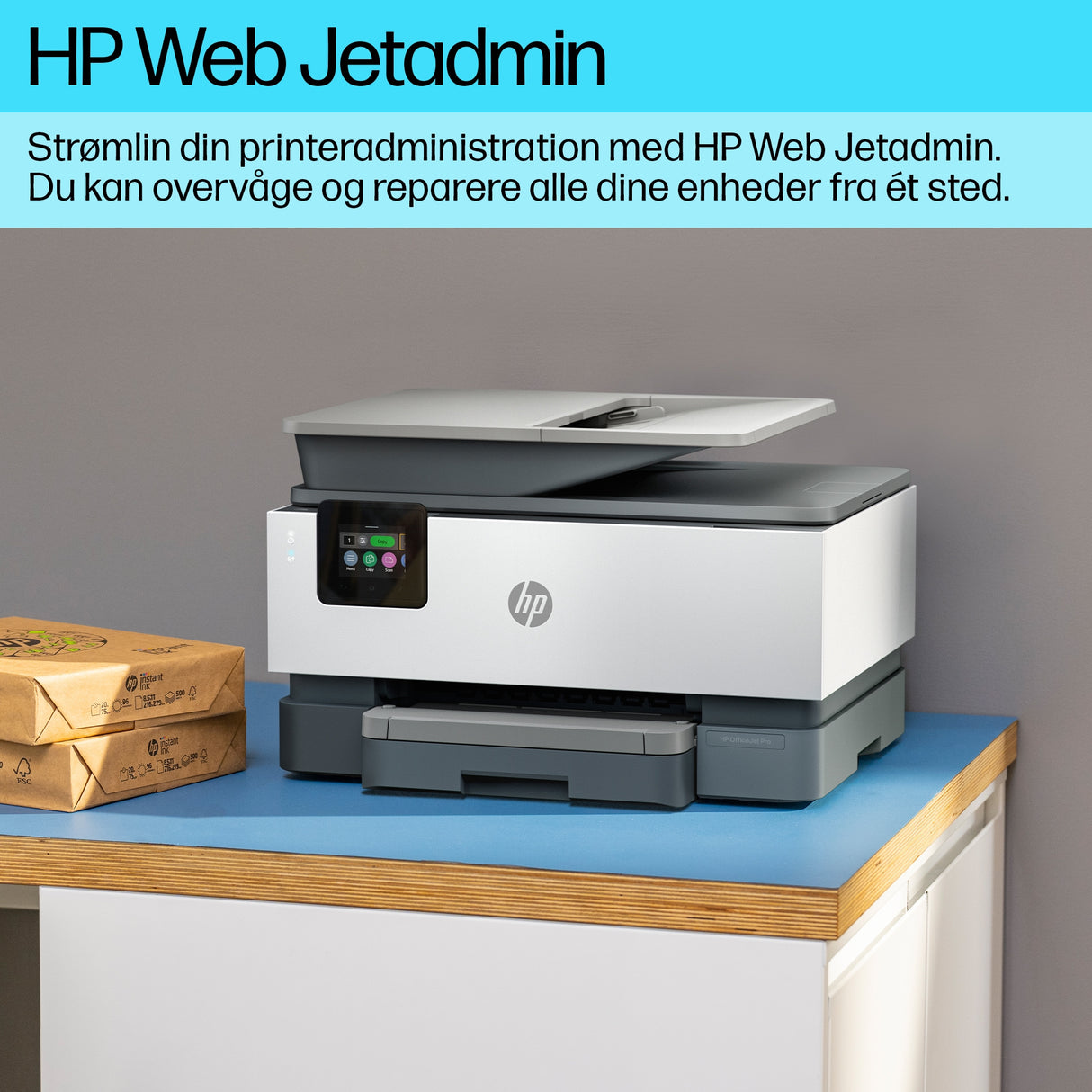 HP OfficeJet Pro 9120b Trådløst All-in-One Farve Printer, Tosidet print; Kopimaskine, scanner