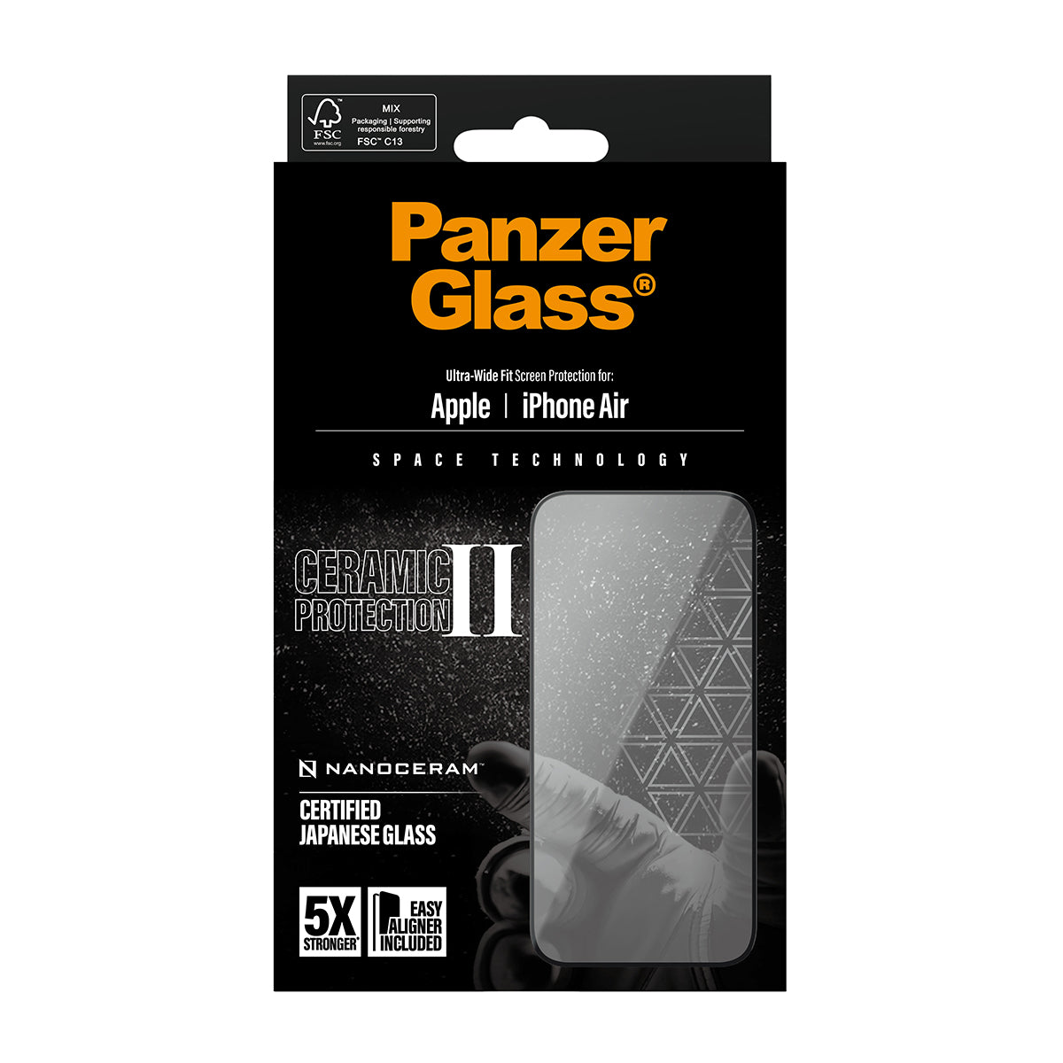 PanzerGlass ® Ceramic II Skærmbeskyttelse iPhone Air | Ultra-Wide Fit m. EasyAligner