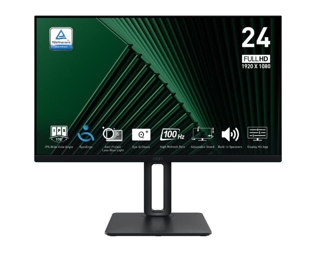 MSI PRO MP245PG 24 1920 x 1080 (Full HD) VGA (HD-15) HDMI DisplayPort 100Hz Pivot Skærm