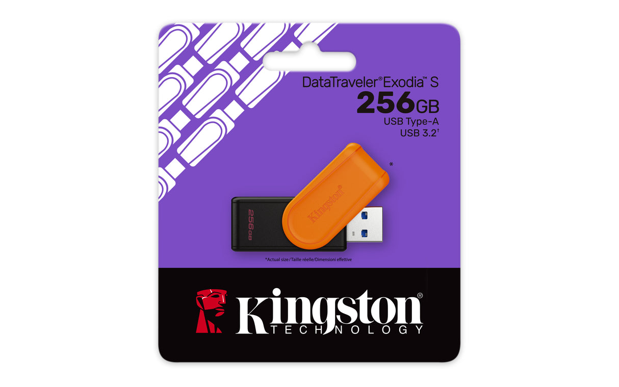 Kingston Technology DataTraveler 256 GB Portable USB 3.2 Gen 1 Exodia S (sort/orange)