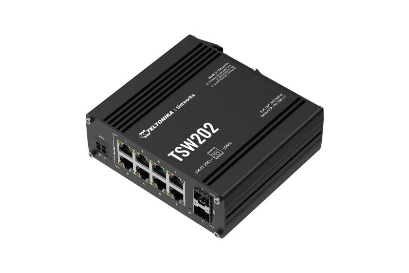 Teltonika TSW202 Administreret L2 Gigabit Ethernet (10/100/1000) Strøm over Ethernet (PoE) Aluminium, Blå