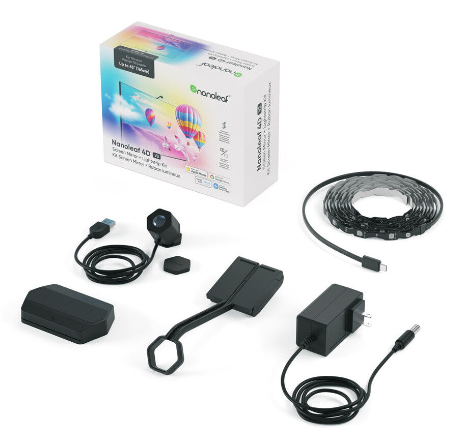 Nanoleaf 4D V2 TV Screen Mirror + Light Strips Kit (for TV & Monitor up to 65'') | 24 W | Multicolor RGB