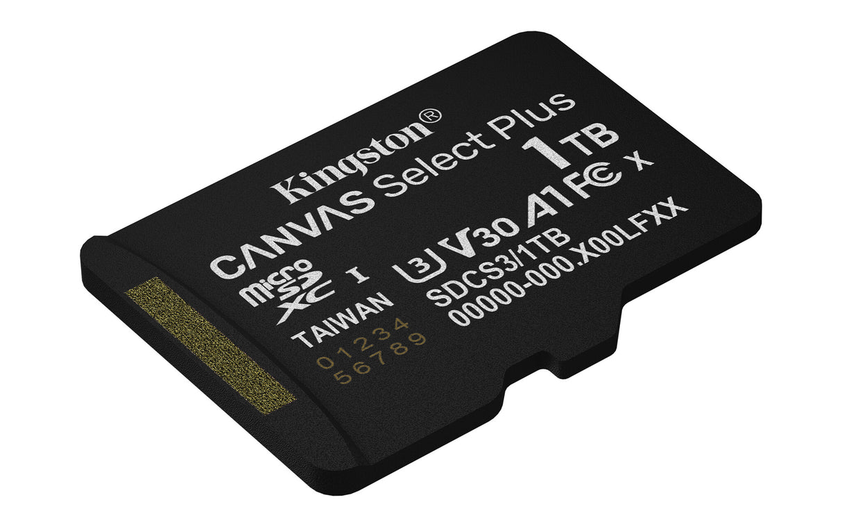 Kingston Technology 1 TB microSDXC Canvas Select Plus Gen3 150 MB/s A1-kort + adapter