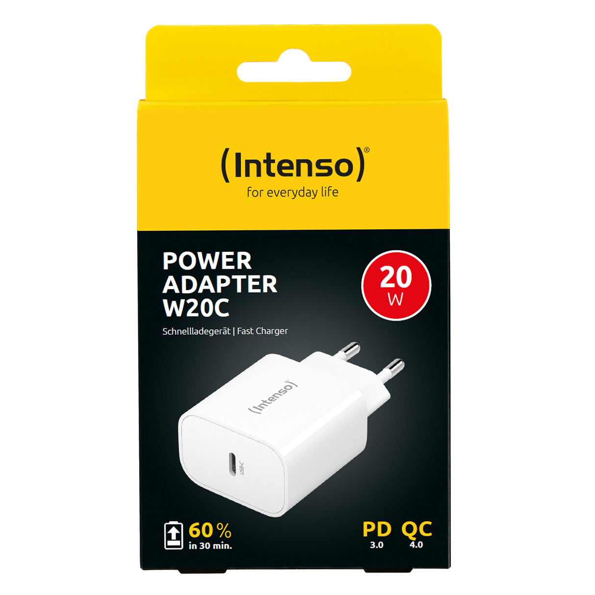 Intenso POWER ADAPTER USB-C/7802012 Universel Hvid Vekselstrøm Hurtig opladning Indendørs