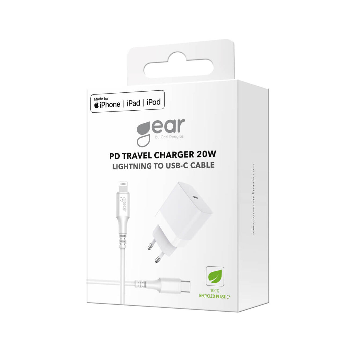 Gear Lader 220V 1xUSB-C PD 20W Kabel Lightning til USB-C MFI C94