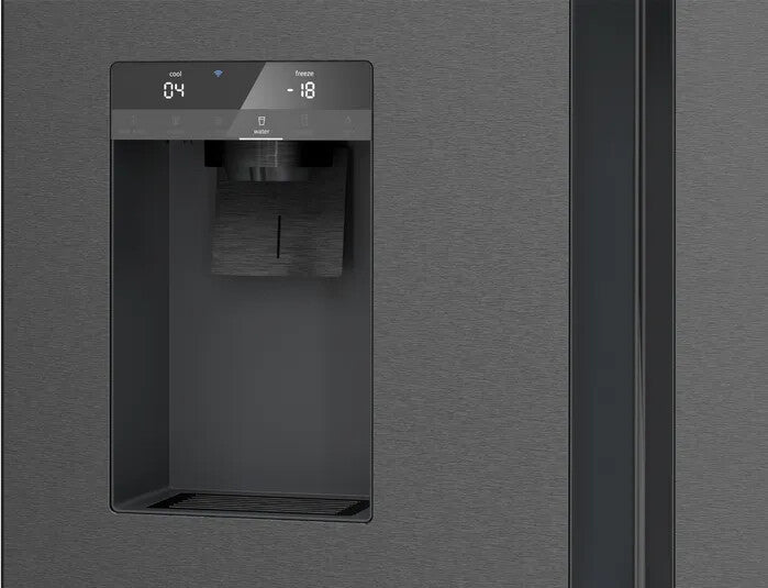 Siemens iQ500 KF96DAXEA side-by-side køle-fryseskab Fritstående 574 L Sort, Rustfrit stål