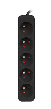 Lanberg PS0-05E-0100-IEC-BK stikdåse 1 m 5 AC stikkontakt(er) Indendørs Sort