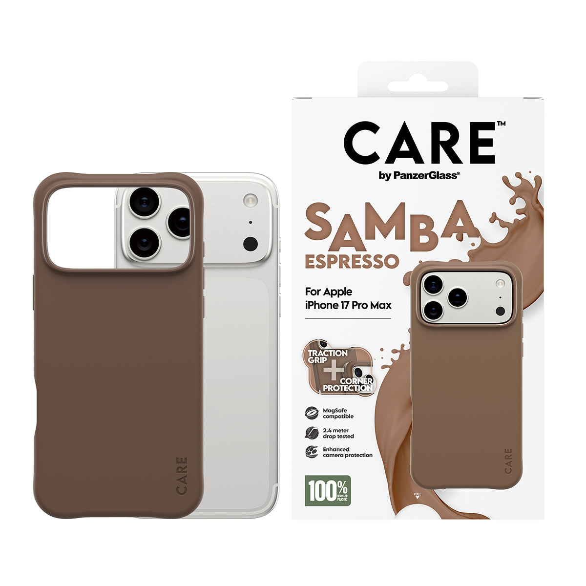 PanzerGlass CARE by ® Fashionable Case Samba Espresso m. MagSafe iPhone 17 Pro Max