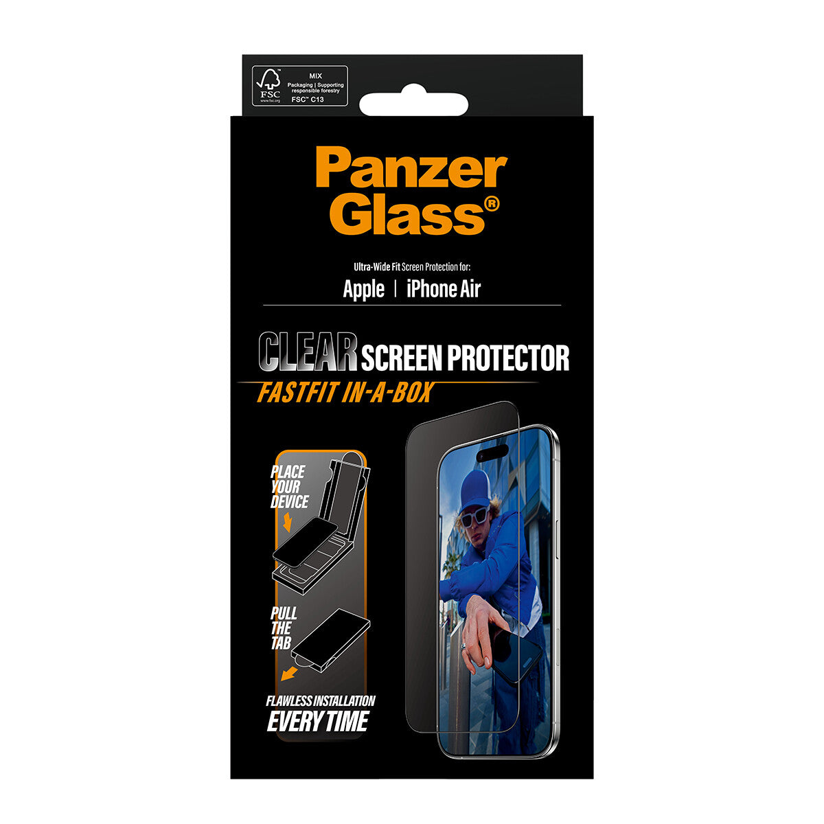 PanzerGlass ® Skærmbeskyttelse iPhone Air | Ultra-Wide Fit m. Fastfit in-a-box