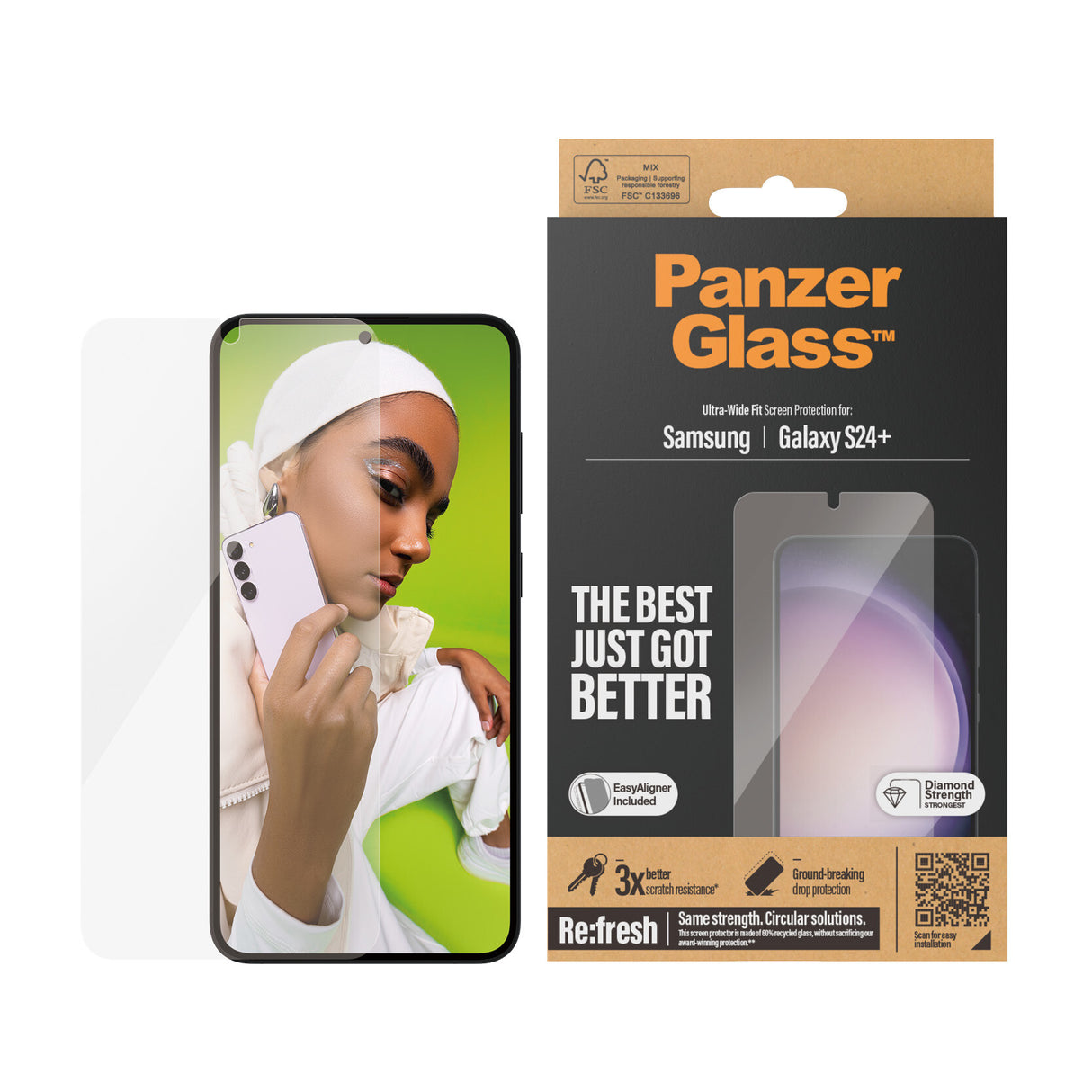 PanzerGlass ® Skærmbeskyttelse Samsung Galaxy S24+ | Ultra-Wide Fit m. EasyAligner