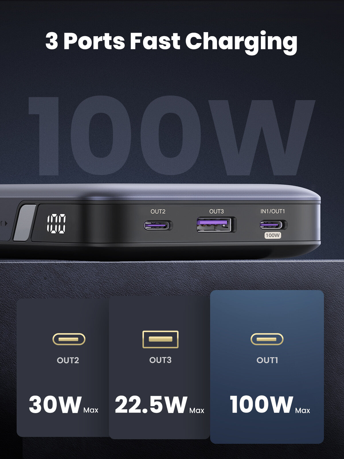 Ugreen Nexode Powerbank 20000mAh Grå