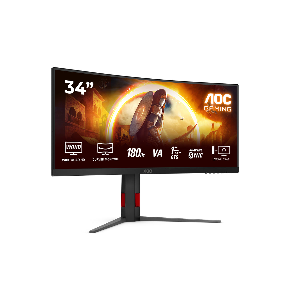 AOC G4 CU34G4 computerskærm 86,4 cm (34") 3440 x 1440 pixel Wide Quad HD LED Sort, Rød