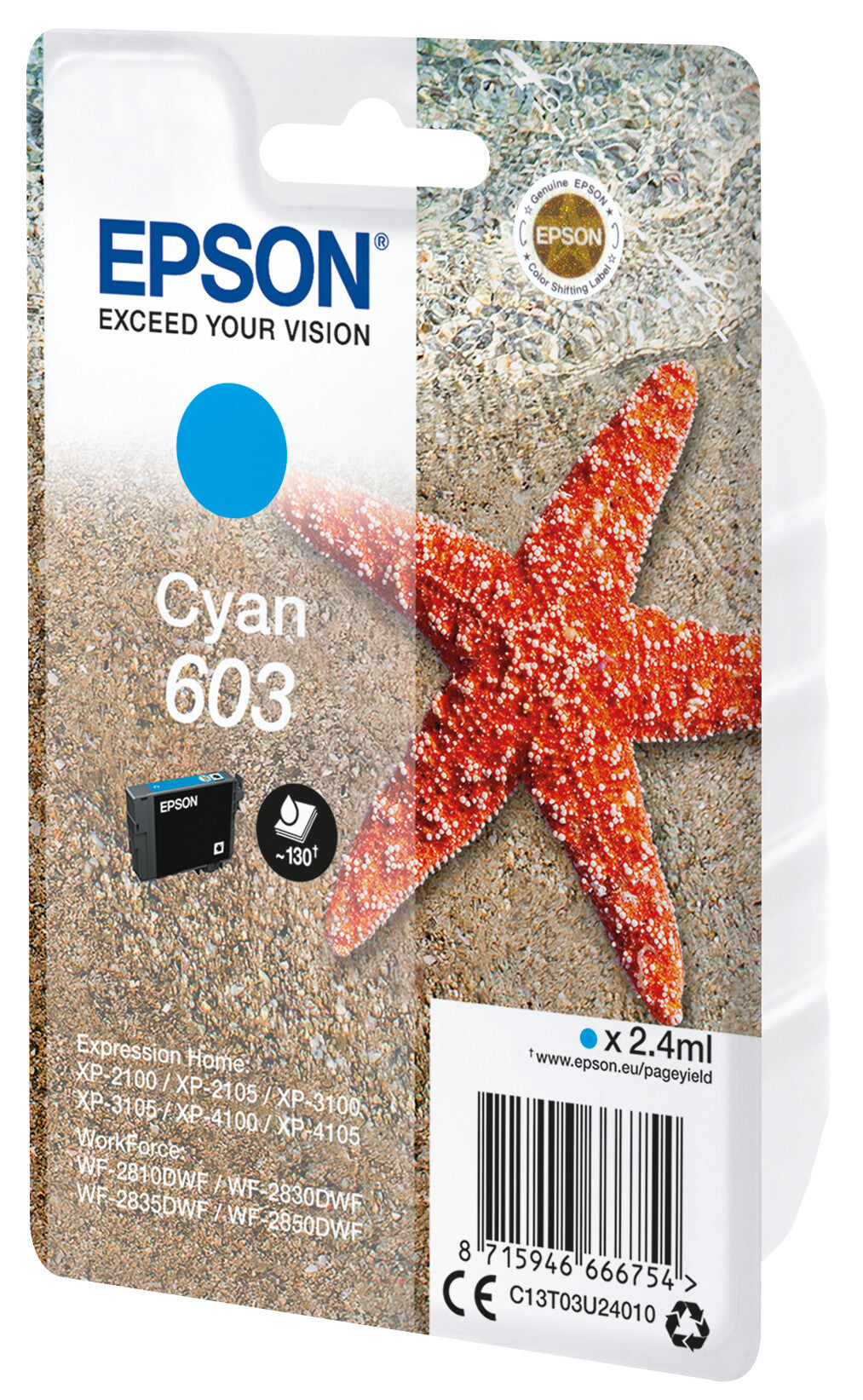 Epson C13T03U24010 blækpatron 1 stk Original Standard udbytte Blå