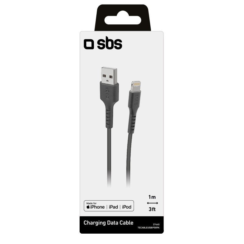 SBS TECABLEUSBIP589K Lightning kabel 1 m Sort