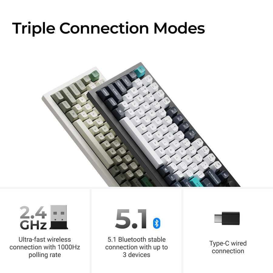 Keychron Q1 Max tastatur Spil USB + RF Wireless + Bluetooth QWERTY Sort, Blå, Mørkeblå, Hvid