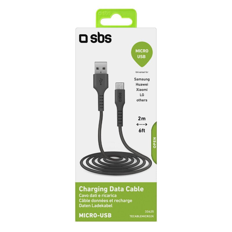 SBS TECABLEMICRO2K USB-kabel USB 2.0 2 m USB A Micro-USB B Sort