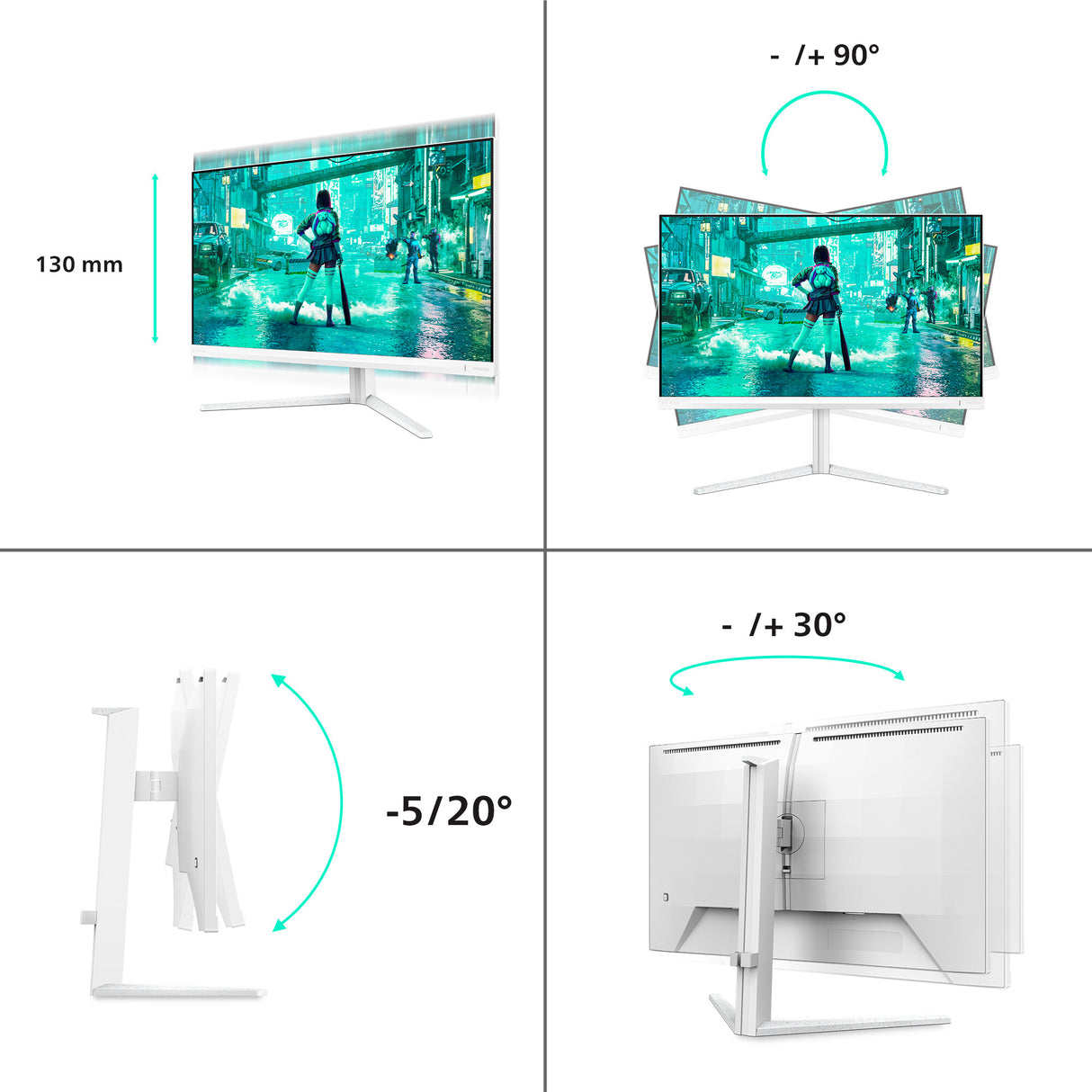 Philips Evnia 27M2N3201A/00 computerskærm 68,6 cm (27") 1920 x 1080 pixel Fuld HD LCD Hvid