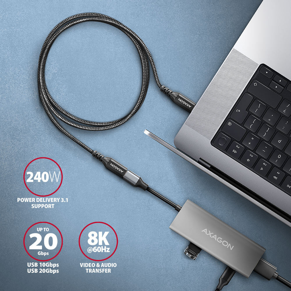 Axagon BUCM32-CF15AB USB-kabel USB 3.2 Gen 2x2 1,5 m USB C 20 Gbit/sek. 240 W Sort