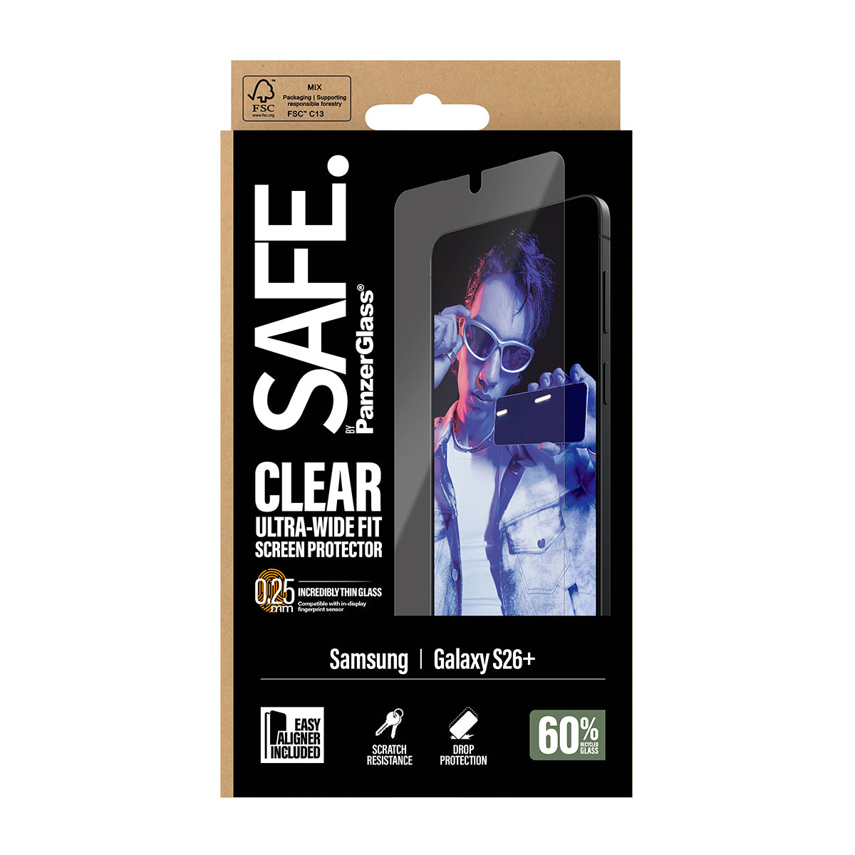 PanzerGlass SAFE. by ® Screen Protector Samsung New Galaxy S 2026 Plus | Ultra-Wide Fit w. EasyAligner Samsung - New Galaxy S2026 Plus