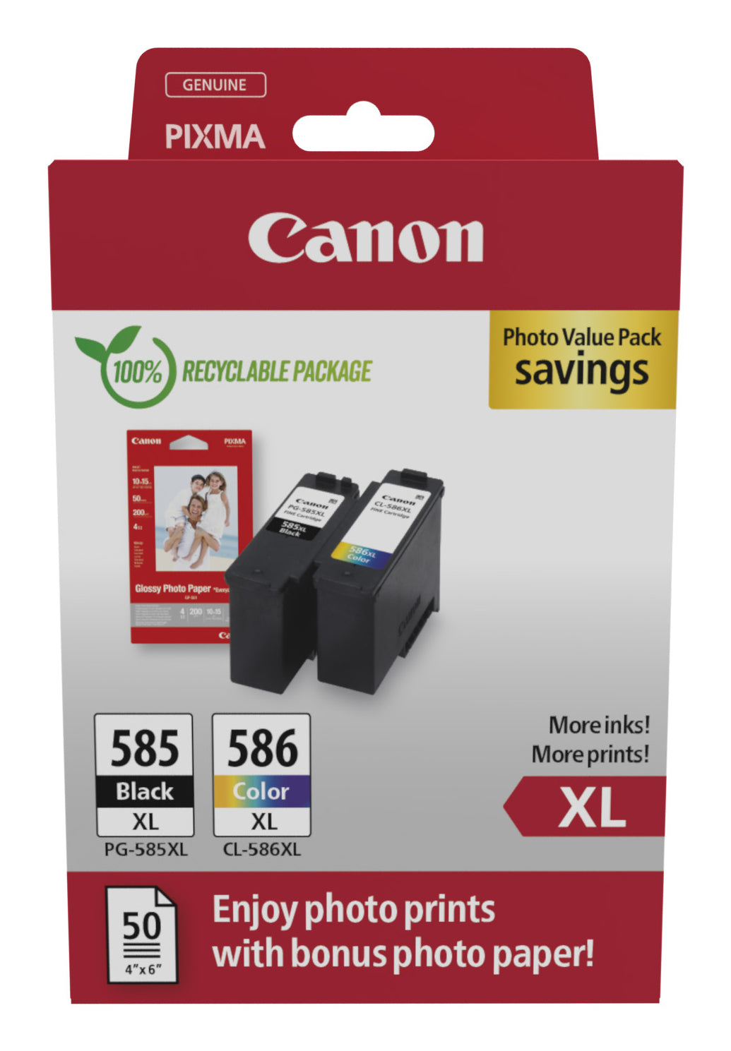 Canon PG-585XL/CL-586 PVP blækpatron 2 stk Original Højt (XL) udbytte Sort, Blå, Magenta, Gul