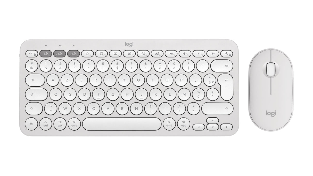 Logitech 920-012240 tastatur Mus inkluderet Universel RF trådløs + Bluetooth QWERTY US International Hvid