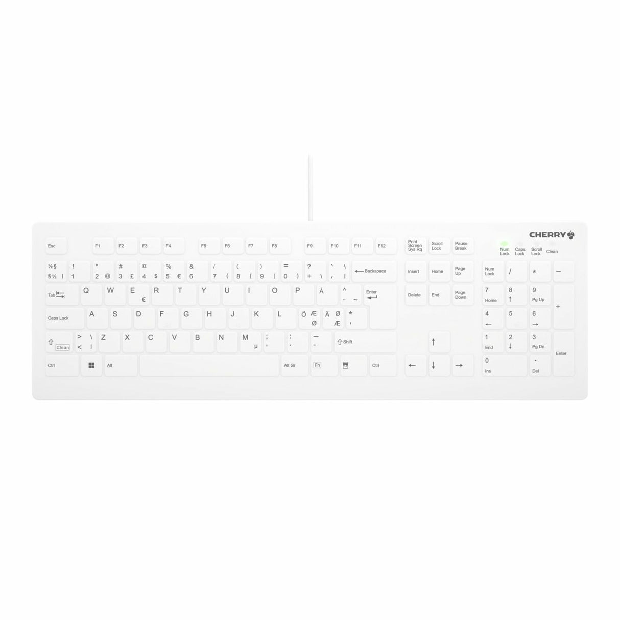 CHERRY AK-C8112 tastatur Medicinsk USB QWERTY Nordisk Hvid