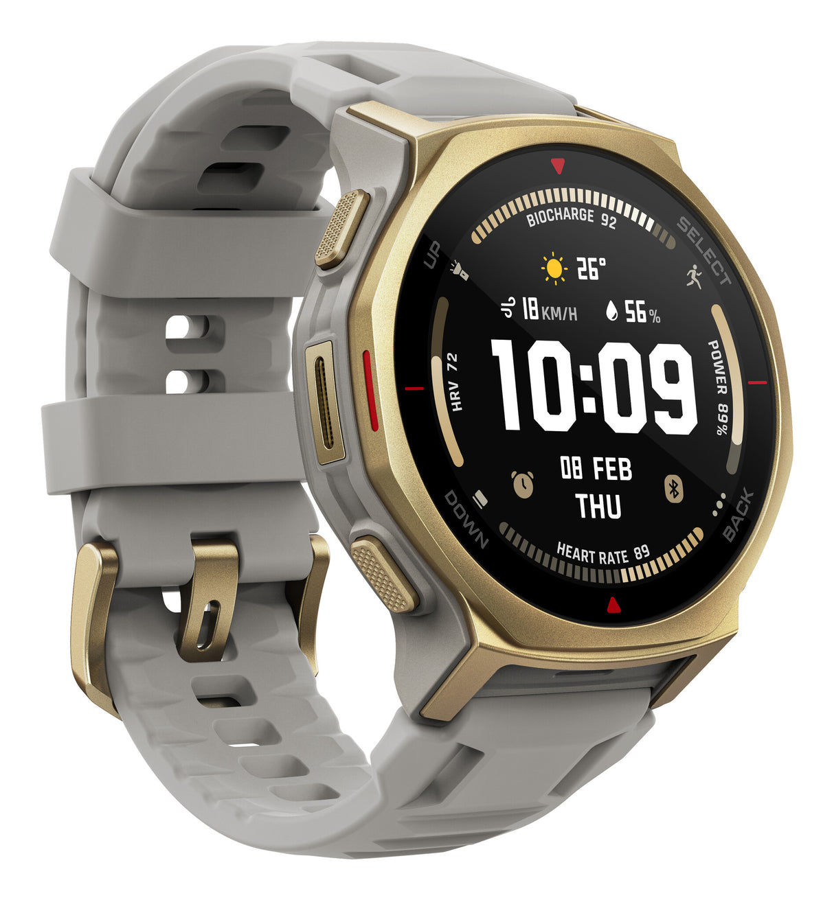 Amazfit T-rex 3 Pro 3,35 cm (1.32") AMOLED 44 mm Digital 466 x 466 pixel Berøringsskærm Guld Wi-Fi GPS (satellit)