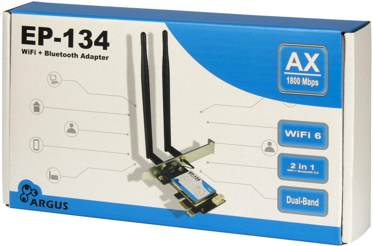 Inter-Tech Argus EP-134 Wi-Fi 6 1800Mbps PCIe Netværksadapter