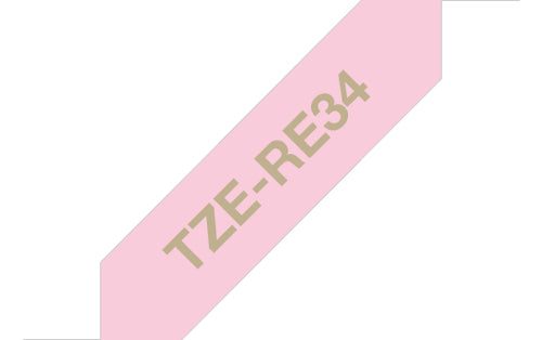 Brother TZE-RE34 etiketbånd Guld på pink