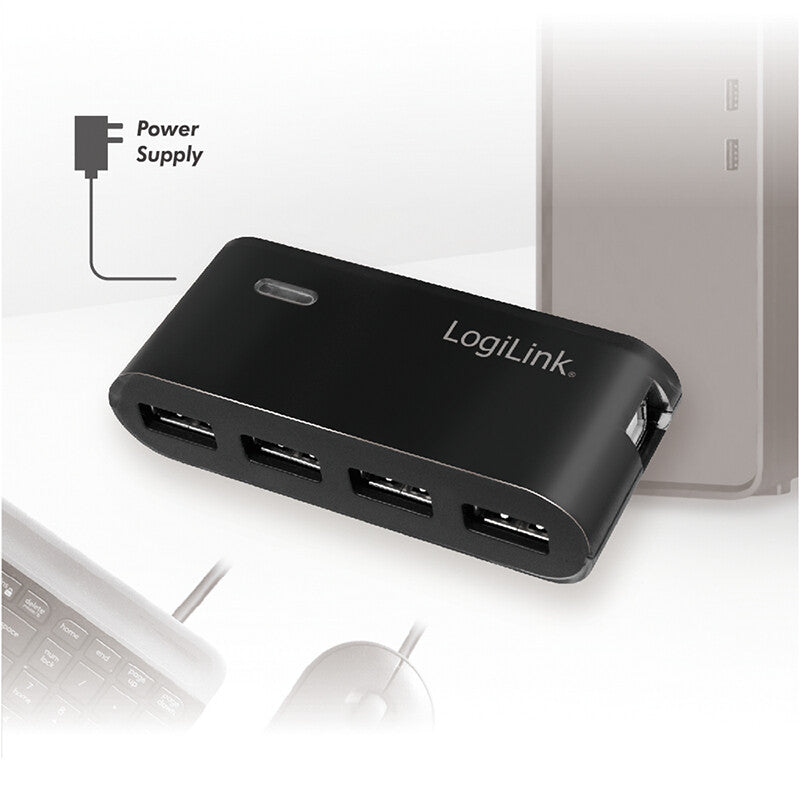 LogiLink UA0085 interface hub USB 2.0 Type-A 480 Mbit/s Sort